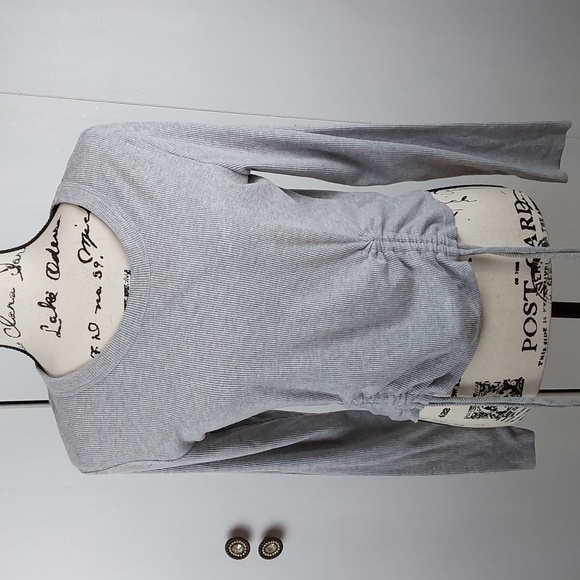Arizona Jean Company Tops - Arizona Jean Co.-Womens Gray Ribbed Longsleeve Cropped Top W/Ties  Sz.XL